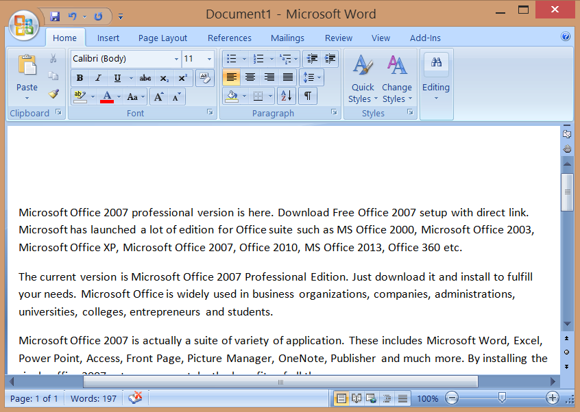 Microsoft Office Word 2007 Free Download